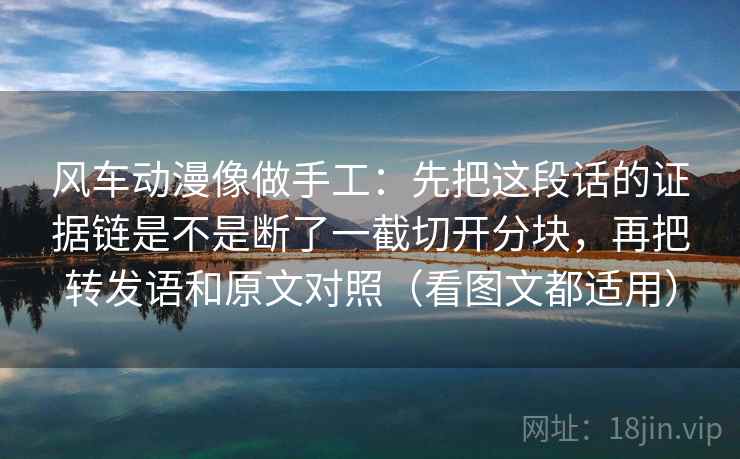 风车动漫像做手工：先把这段话的证据链是不是断了一截切开分块，再把转发语和原文对照（看图文都适用）