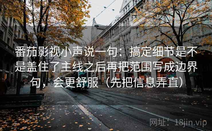 番茄影视小声说一句：搞定细节是不是盖住了主线之后再把范围写成边界句，会更舒服（先把信息弄直）